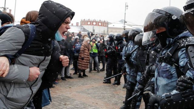 احتجاجات روسيا .. مصدر الصورة (بي بي سي)