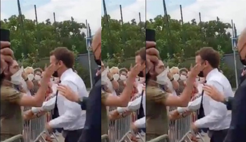 بالفيديو: شاهد لحظة صفع "ماكرون" على وجهه خلال زيارة له في فرنسا