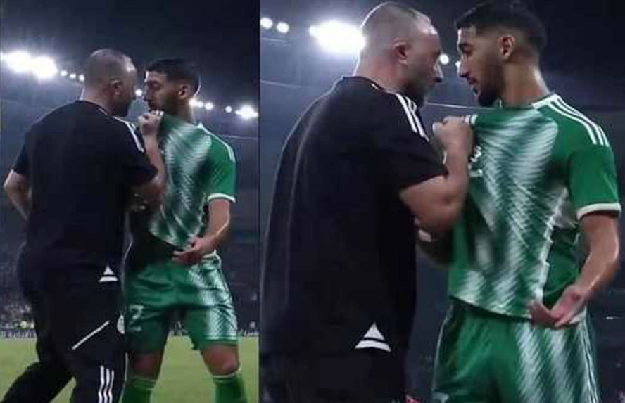 تصرف مدرب الجزائر مع لاعبه يشعل الجدل خلال مباراة مصر